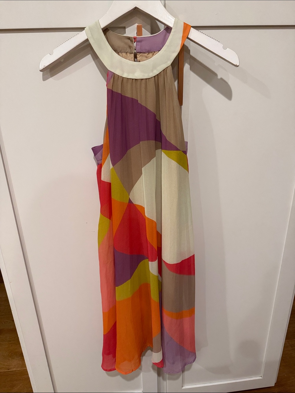 Trina Turk Multicolor Halter Mini Dress - Orange, Purple, Pink, Cream